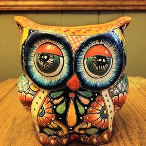 Talavera Hand Painted Owl Planter